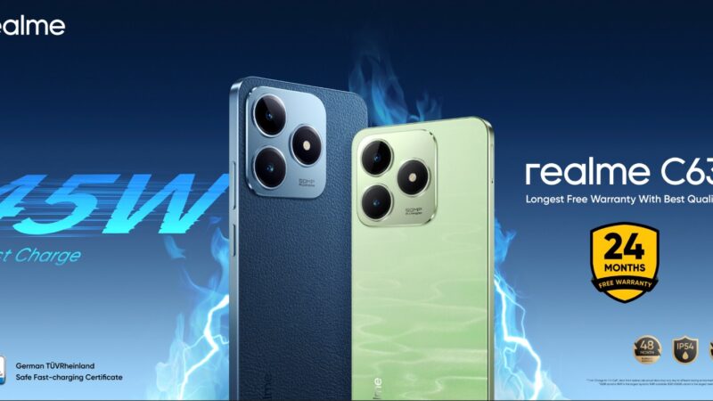 يتميز هاتف realme C63 بتصميم رائع بإستخدام جلد نباتي فخم وضمان مجانى لمدة 24 شهر